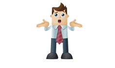 confused character with hands up